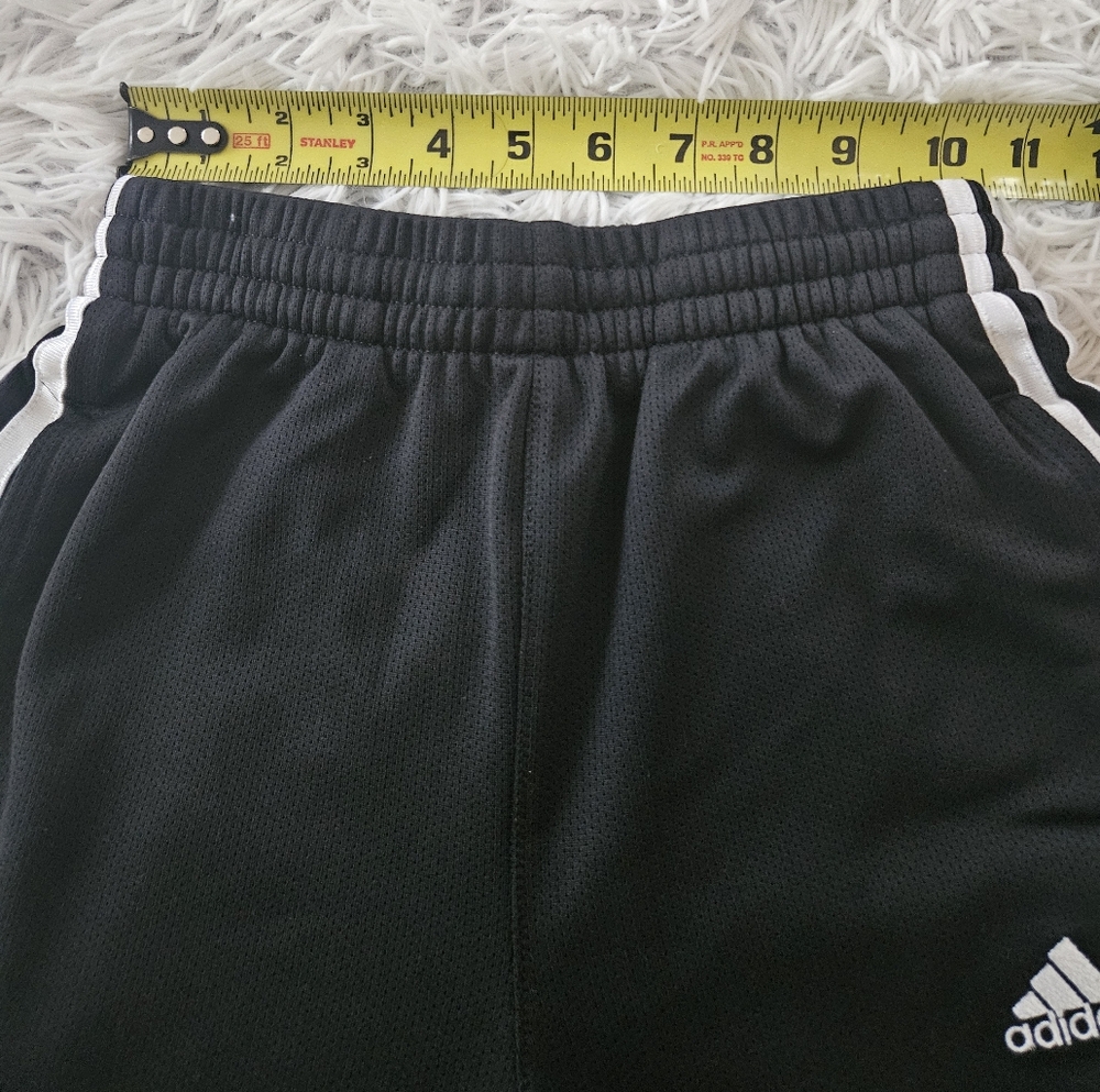 Vintage Adidas Kids Black Track Pants Boys Unisex Small Wide Leg Drawstring - Picture 9 of 12